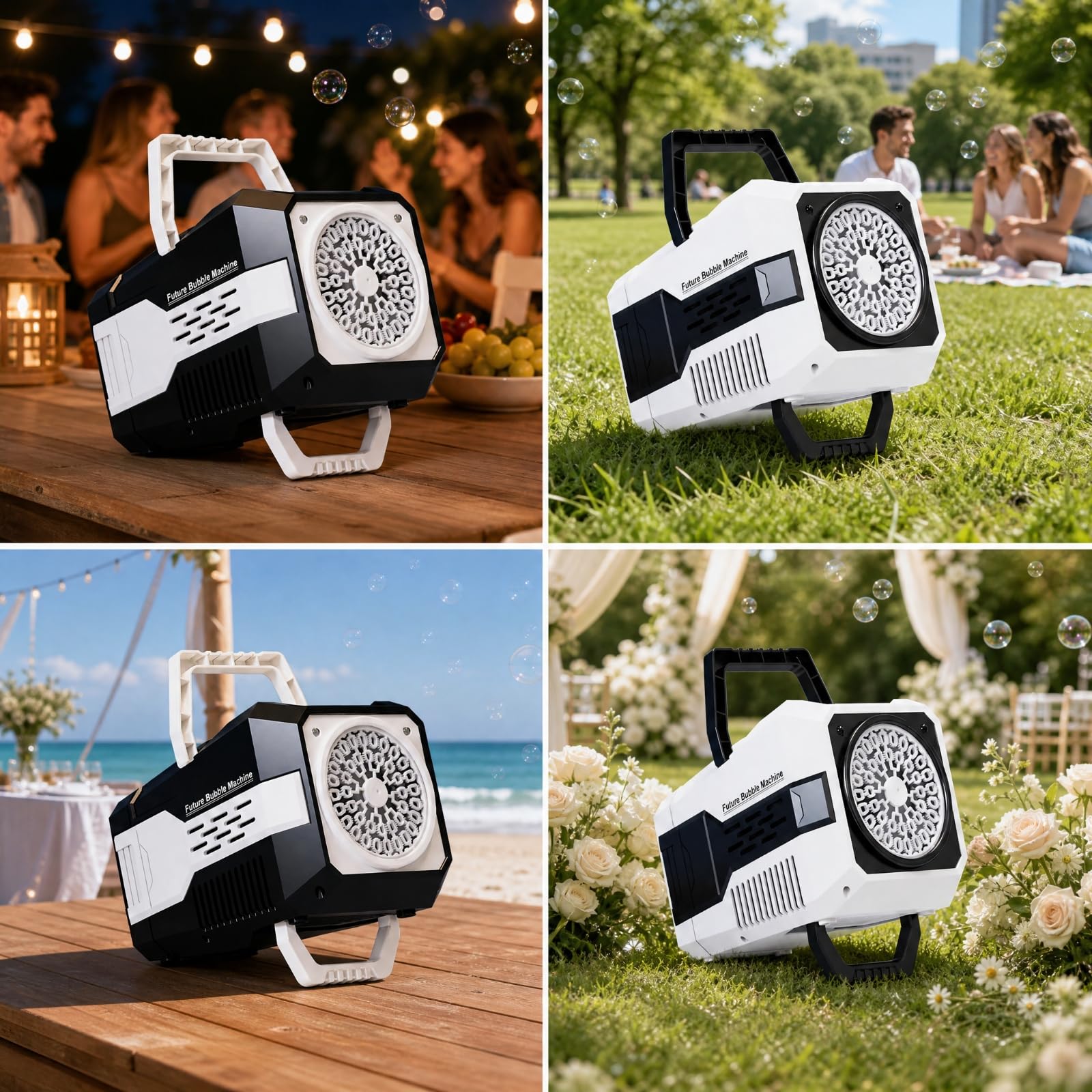 Máquina Burbujas Portátil Automático Soplador Burbujas Eléctrico Baterías Juguete para Niños, Familias, Reuniones Familiares, Negro