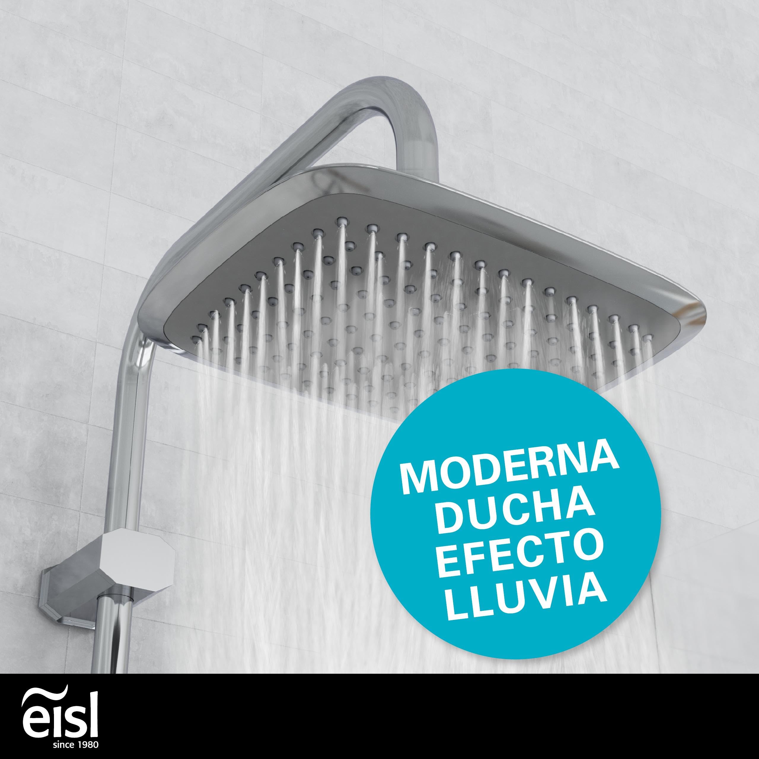EISL Easy Fresh DX12006 Conjunto de ducha sin grifo, conjunto 2 en 1, ducha mural grande y teleducha, rociador sin grifo, kit de instalación completo, cromo