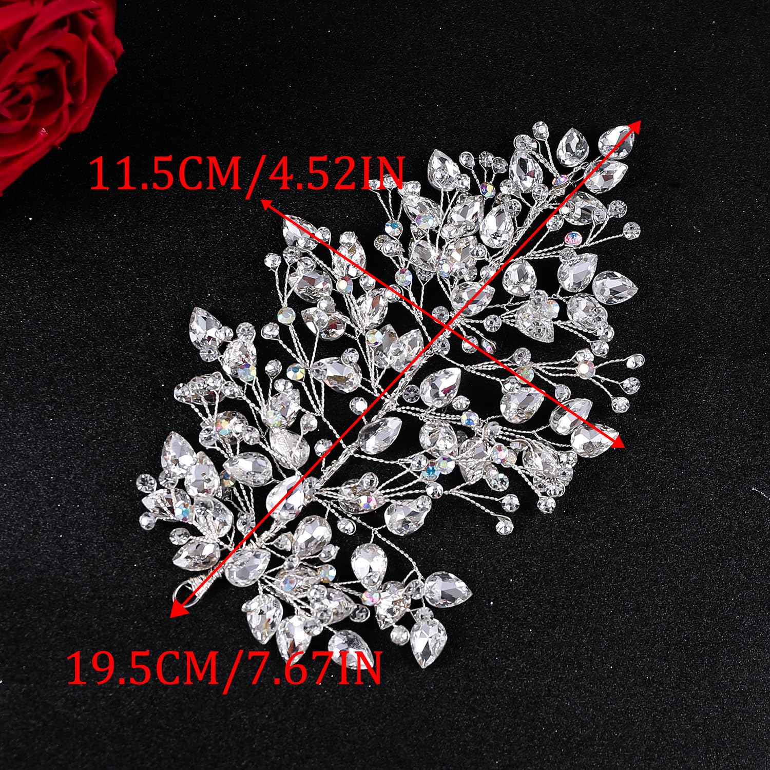 Wedding Hair Pieces for Brides Handmade Bridal Headpiece Rhinestone Bride Hair Accessories for Women and Girls (Sliver, 1) - Image 4