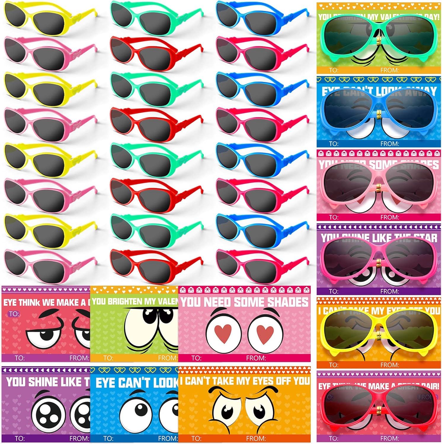 Oudain 30 Sets Summer Kids Sunglasses Gift Set Kids