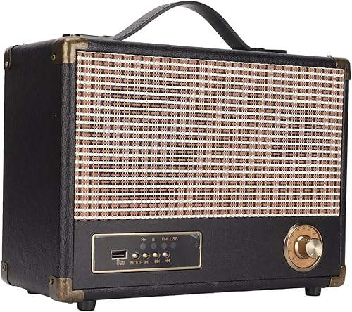 Diydeg Altavoz Bluetooth de madera retro, inalámbrico portátil elegante clásico estilo retro Radio, 20 W 12 V multifunción enchufable tarjeta
