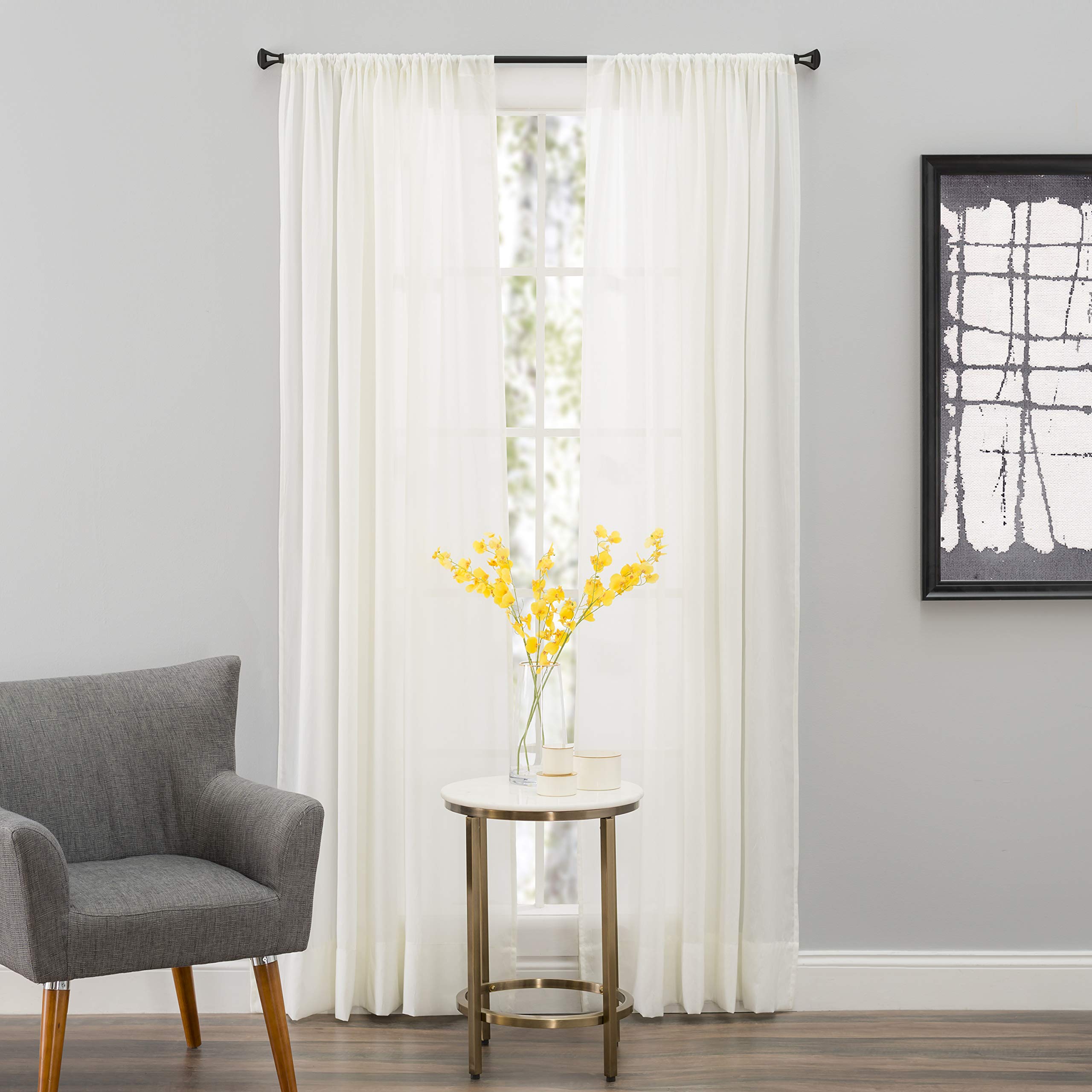 Smartsheer Ivory,Natural Crushed Voile Sheer Curtain Panel, Ivory, 95"L X 52"W (Single Panel)