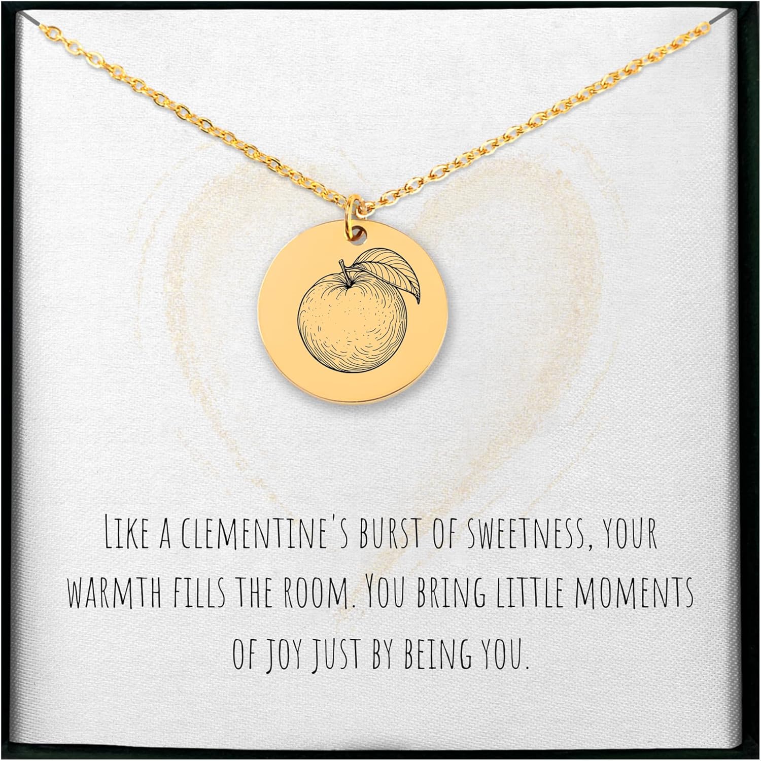 Clementine Citrus Necklace - Personalized Engraved Disc Pendant with Fruit Design - Custom Nature Inspired Jewelry Gift for Women - Meaningful Charm for Birthday Present