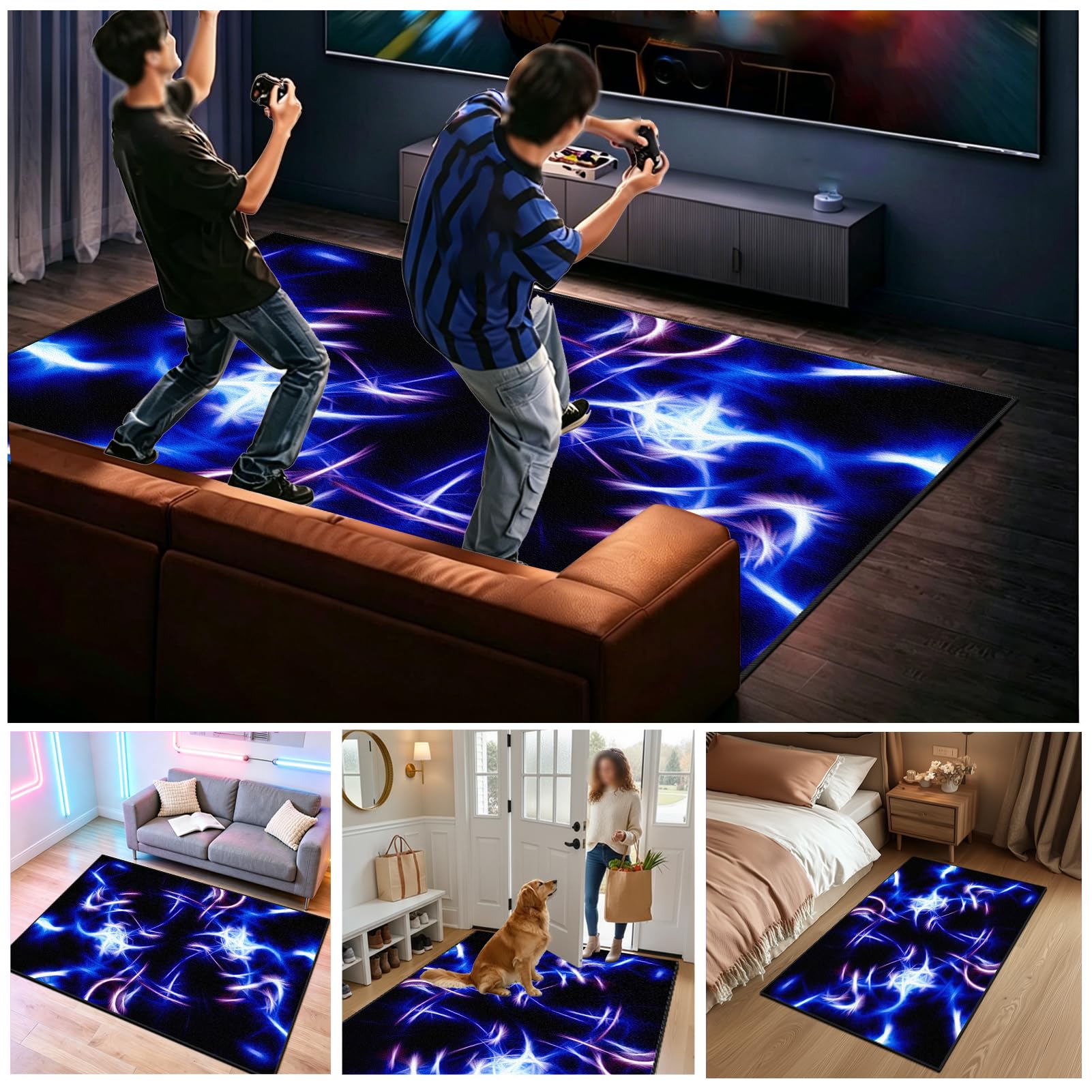 Dywan do pokoju dziecięcego do zabawy dla chłopców zmywalny duży antypoślizgowy dywan do sypialni 170 x 200 cm, dywan do salonu dla graczy dywan pokój chłopiec