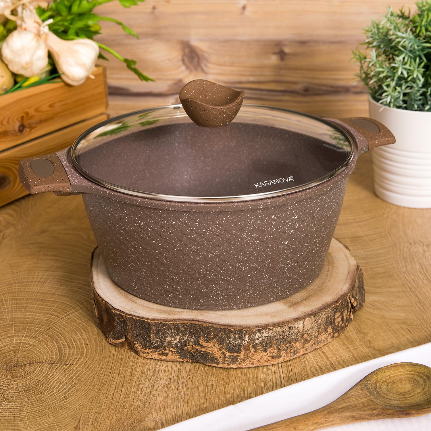 Casseruola 32 cm antiaderente 0 grassi con coperchio