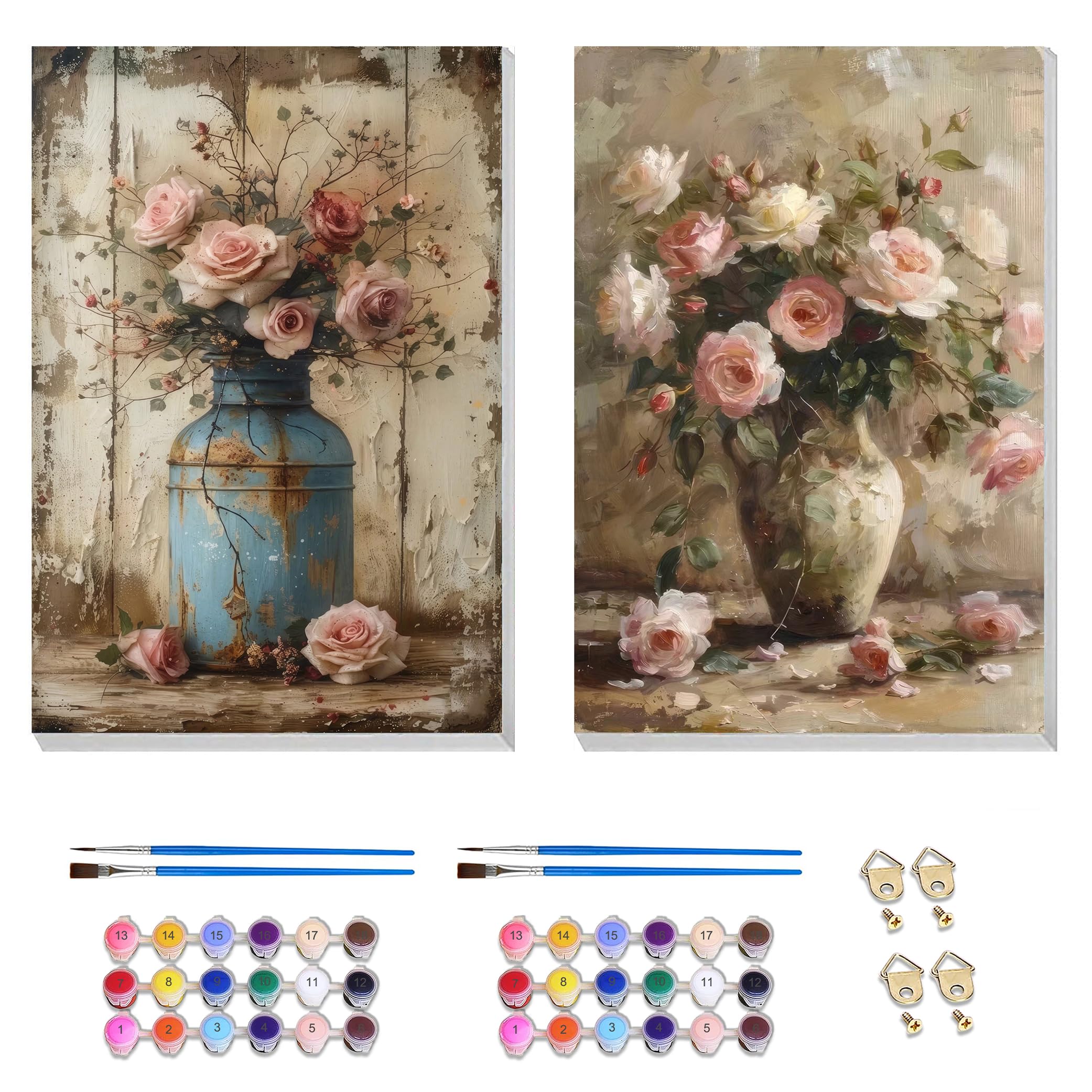 Vesmiral 2 Pack Paint by Numbers for Adults with Frame 8x12 Inch