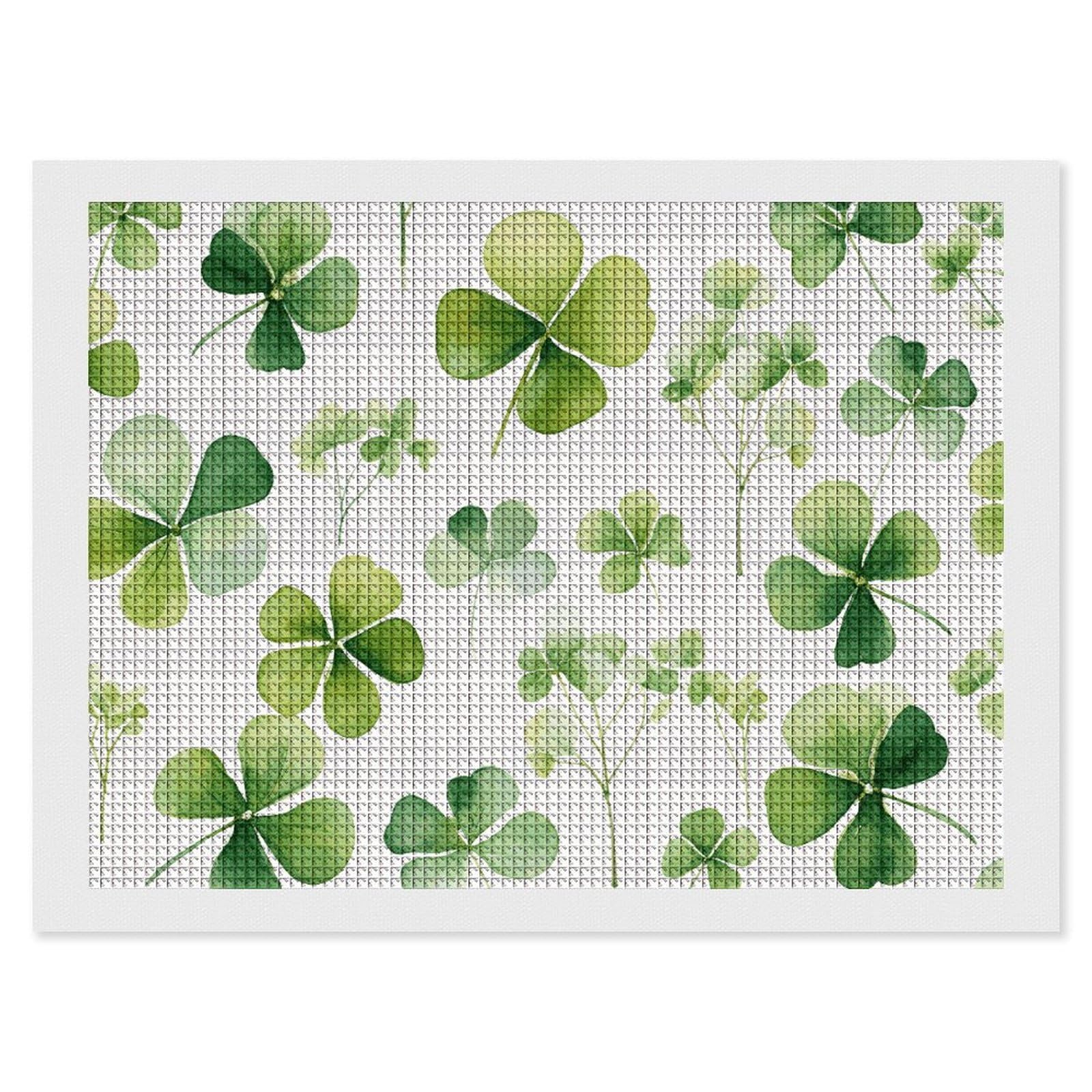 Clover Diamond Art Kits for Adults, DIY 5D Diamonds Painting Kits for Beginner, Round Full Drill Diamond Dots Painting, 12"x16" Diamonds Pictures Gem Art and Crafts Wall Decor