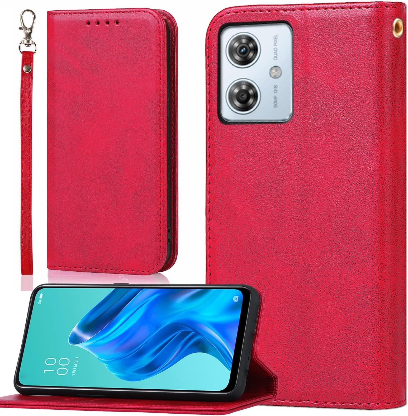 Applicable moto g64 5G case notebook type moto g64y 5G strap case Moto g64 5G notebook smartphone case Moto g64y 5G notebook type case flip case motog64y case motog64y5G case [BonwFzin] PU leather