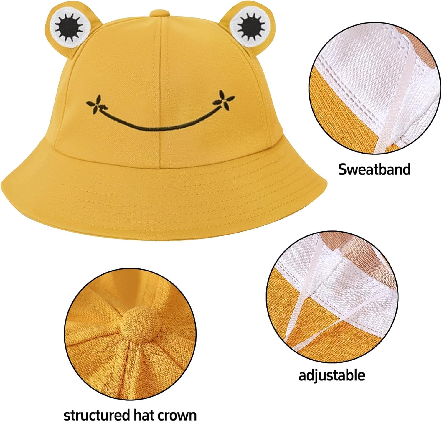 Sun Bucket Hats for Women & Men Beach Hat UV Protection Adjustable Summer Packable Cotton Frog Funny Fisfing Travel Cap - Image 3