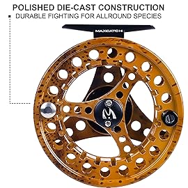 M MAXIMUMCATCH Maxcatch ECO Large Arbor Fly Fishing Reel (3/4wt 5/6wt 7/8wt) and Pre-Loaded Fly Reel with Line Combo (Fly Reel Brown Trout, 3/4 Weight)