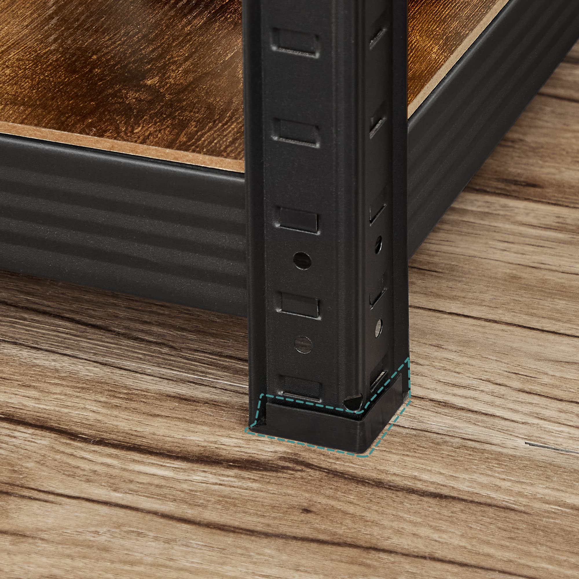 SONGMICS Estantería de 5 Niveles, 37 x 37 x 150 cm, Carga de 400 kg, Estantes Ajustables, Estilo Natural, para Cocina, Salón, Marrón Rústico y Negro GLR037B01