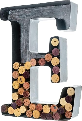 Miniatura 1 de Soporte metálico para corchos de vino con forma de monograma de letra E para regalar a amantes del vino en fiestas de inauguración de casas,