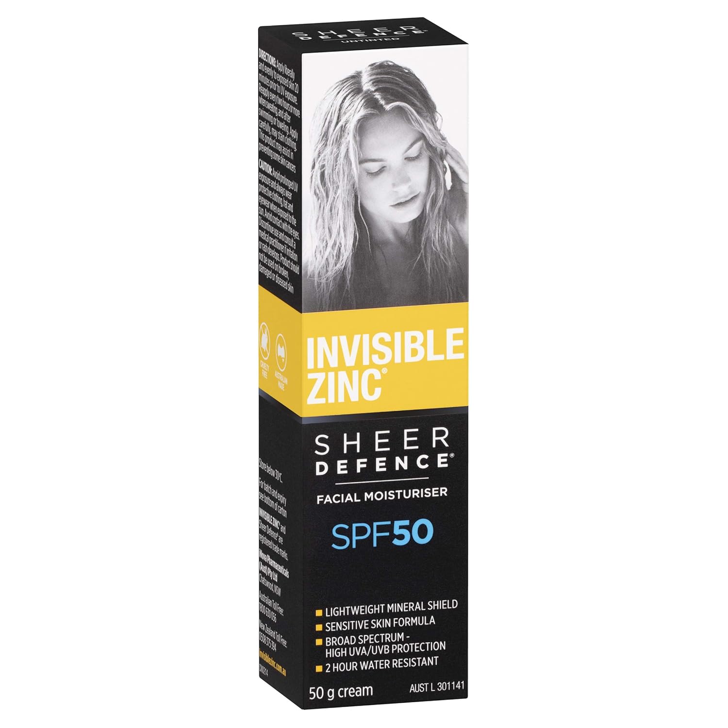 Invisible Zinc Sheer Defence Moisturizer SPF 50 - Daily Moisturizer With Sun Protection To Prevent Appearance Of Premature Aging Caused By Harmful UV Rays - 50g