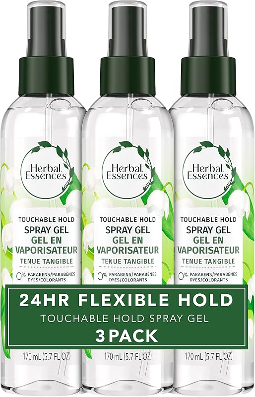 Herbal Essences Hair Spray Gel for Curly Hair, Styling Gel for Women, Touchable Hold, 5.7 Fl Oz (Pack of 3)