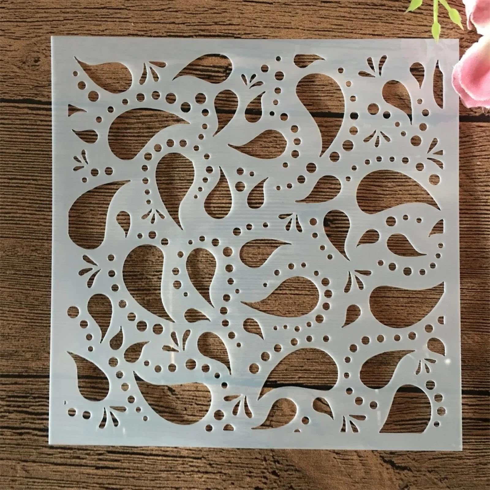 Plantillas para pintura, 8 unidades, 13 x 13 cm, diseño geométrico de gota de agua, plantillas reutilizables para madera, pared, tela, roca, pizarra, señalización, proyectos de arte para hacer