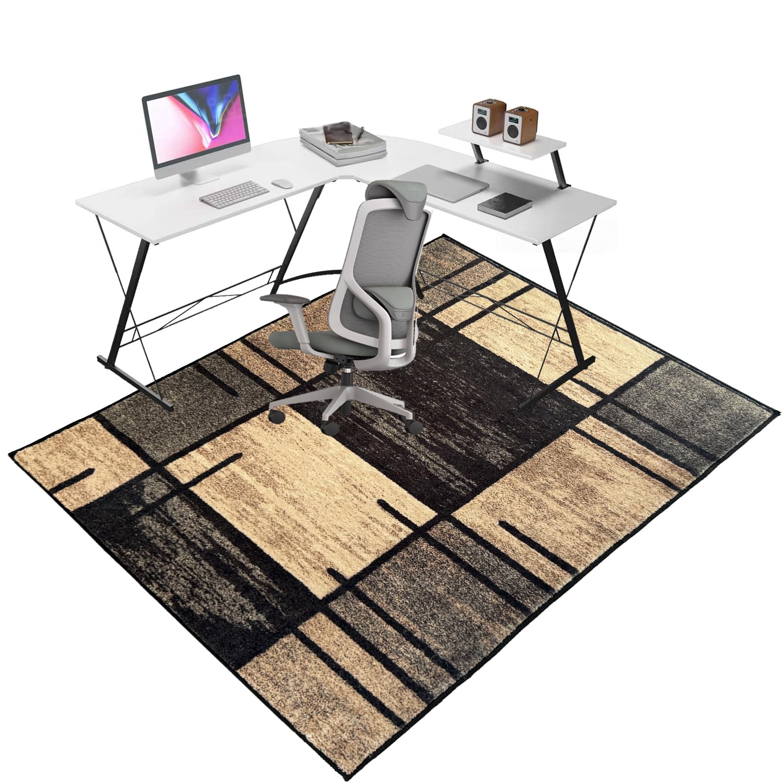 Office Chair Mat 70 x 80 cm, Floor Protector Rug for Gaming Rolling Chair, Carpet Protectors Non Slip, Computer Desk Floor Mats for Home Office Hardwood Floors Kitchen Living Room, Easy to Clean