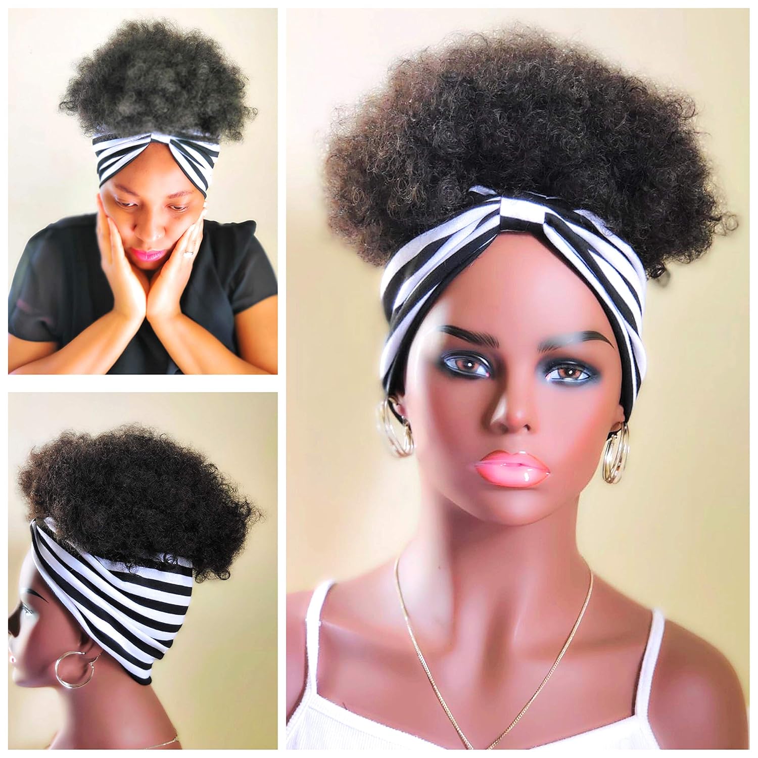 2 in 1 wrapwig stripe fusion | kinky wig | Wigwrap | Afro wig | wig for black women
