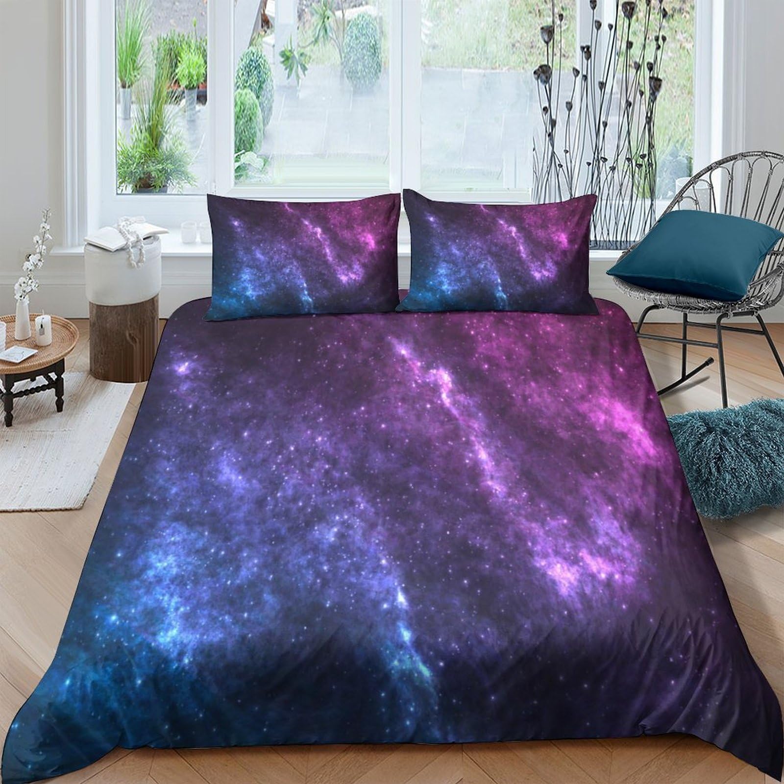 3D Printed Cosmic Nebula Bed Cover Brushed Microfiber Vibrant Space Art_ Quilt Cover Fade Resistant Durable for Housewarming Gift Family Guest Room Bedding Use Super king（260x220cm）