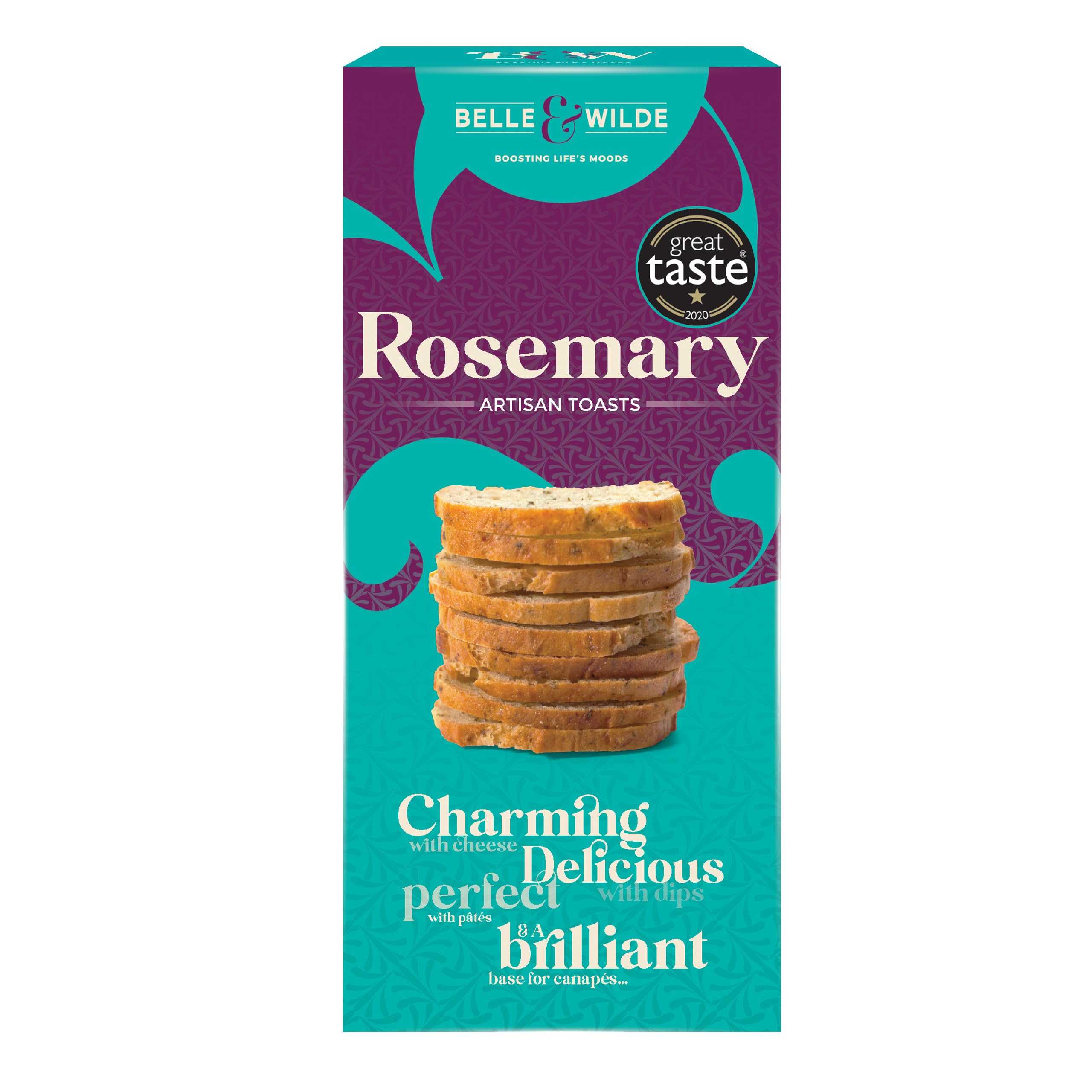 Belle & Wilde Rosemary Artisan Toasts | Handcrafted, With No Preservatives, Suitable For Vegetarians & 100% Gluten Free | Perfect With Cheese, Dips & Pâtés