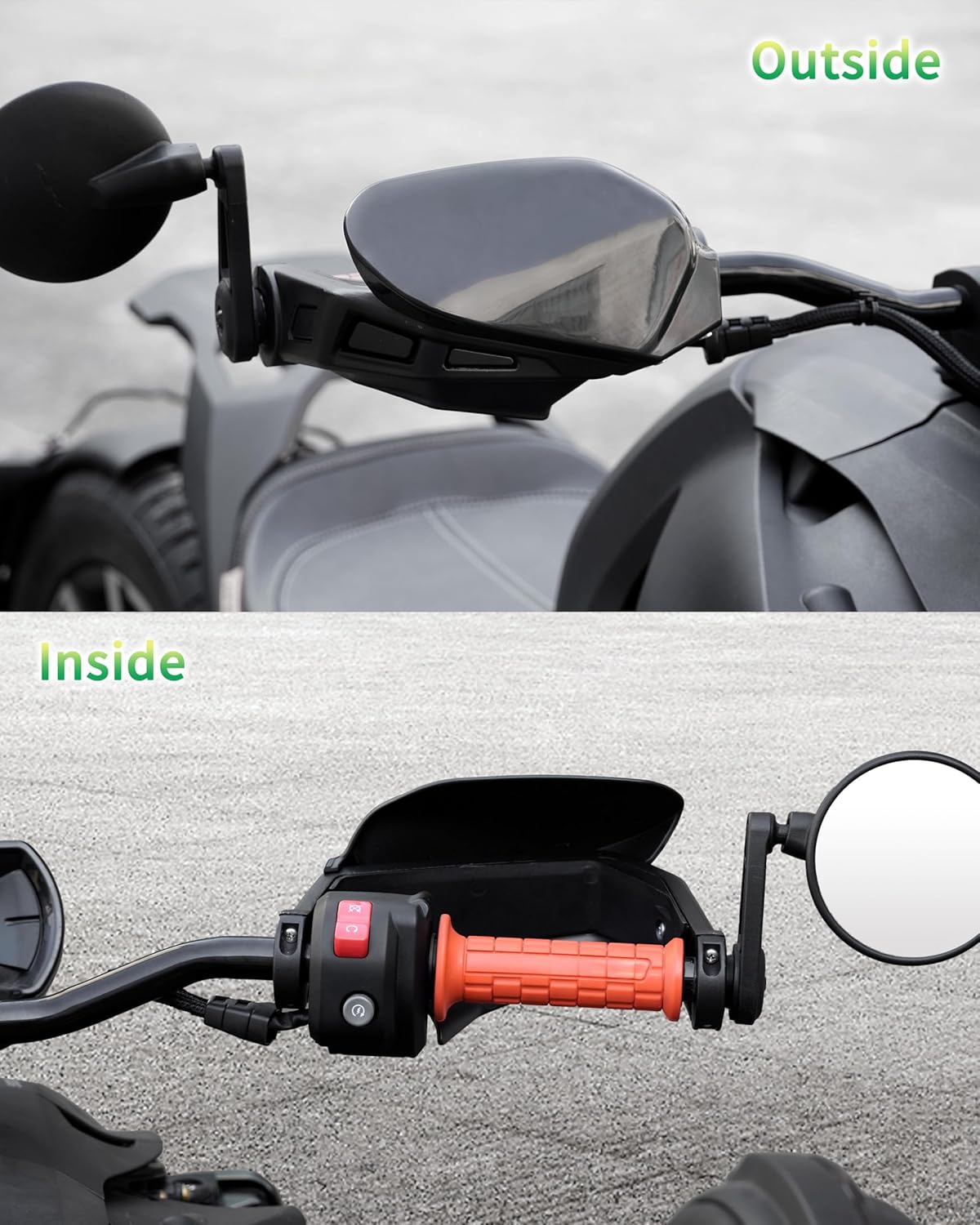 2PCS Hand Guards for Can Am Ryker, Black Plastic Handguards Protector Cover Air Deflector Kit for Can-Am Ryker 600 900 Sport Rally Edition All Models Accessories, Replace #219400894