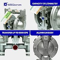 Vista 5 de COSMOSTAR D0906 Bomba de Diafragma de Aire Doble de 1" - Cuerpo de Aluminio, Bola de Teflón, Asiento y Diafragma con Silenciador - Bomba Química