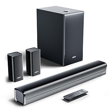 Mivi Fort H350 Soundbar [New Launch], 350 Watts, 5.1 Channel, 3 in-Build Speakers, 2 Satellite Speakers and 1 External Subwoofer, Multiple EQ & Input Modes, Made in India Sound bar