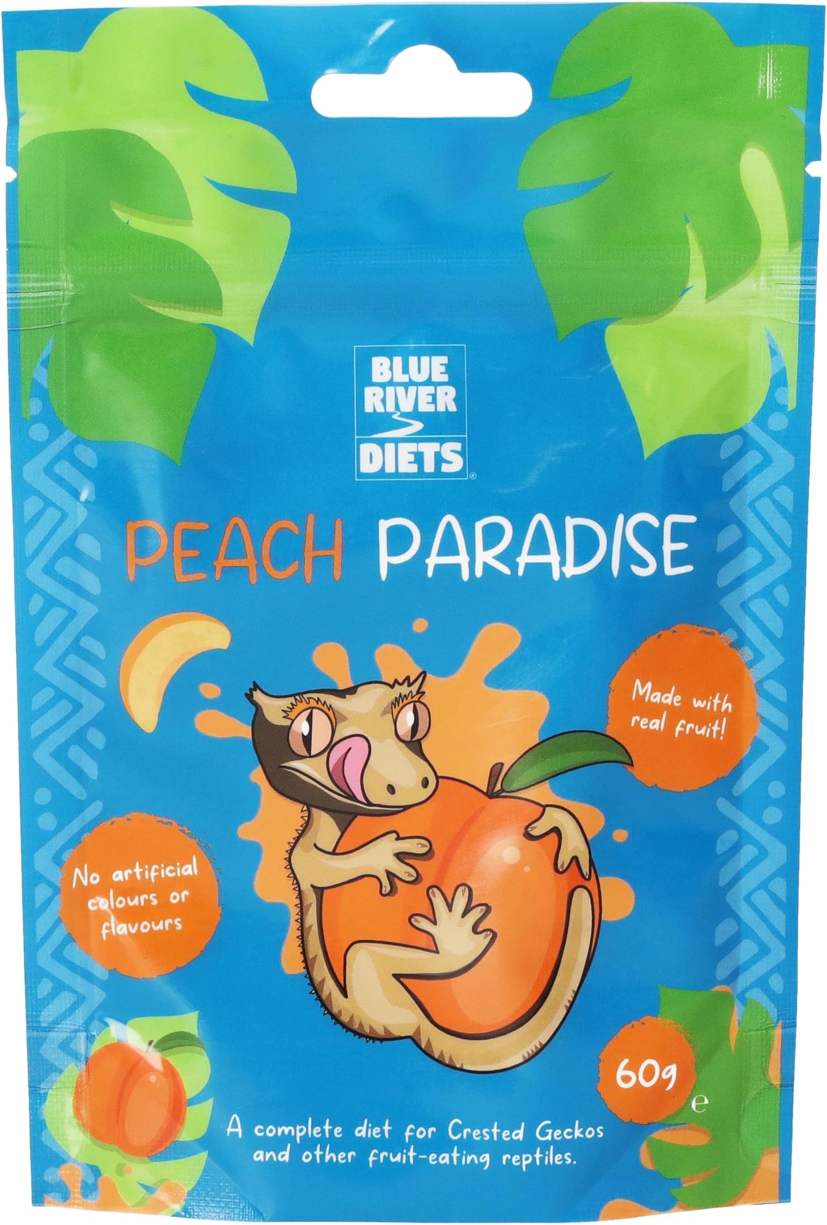 Blue River Diets Complete Crested Gecko Food | All Natural Gecko Food Made in the UK (60g, Peach Paradise)