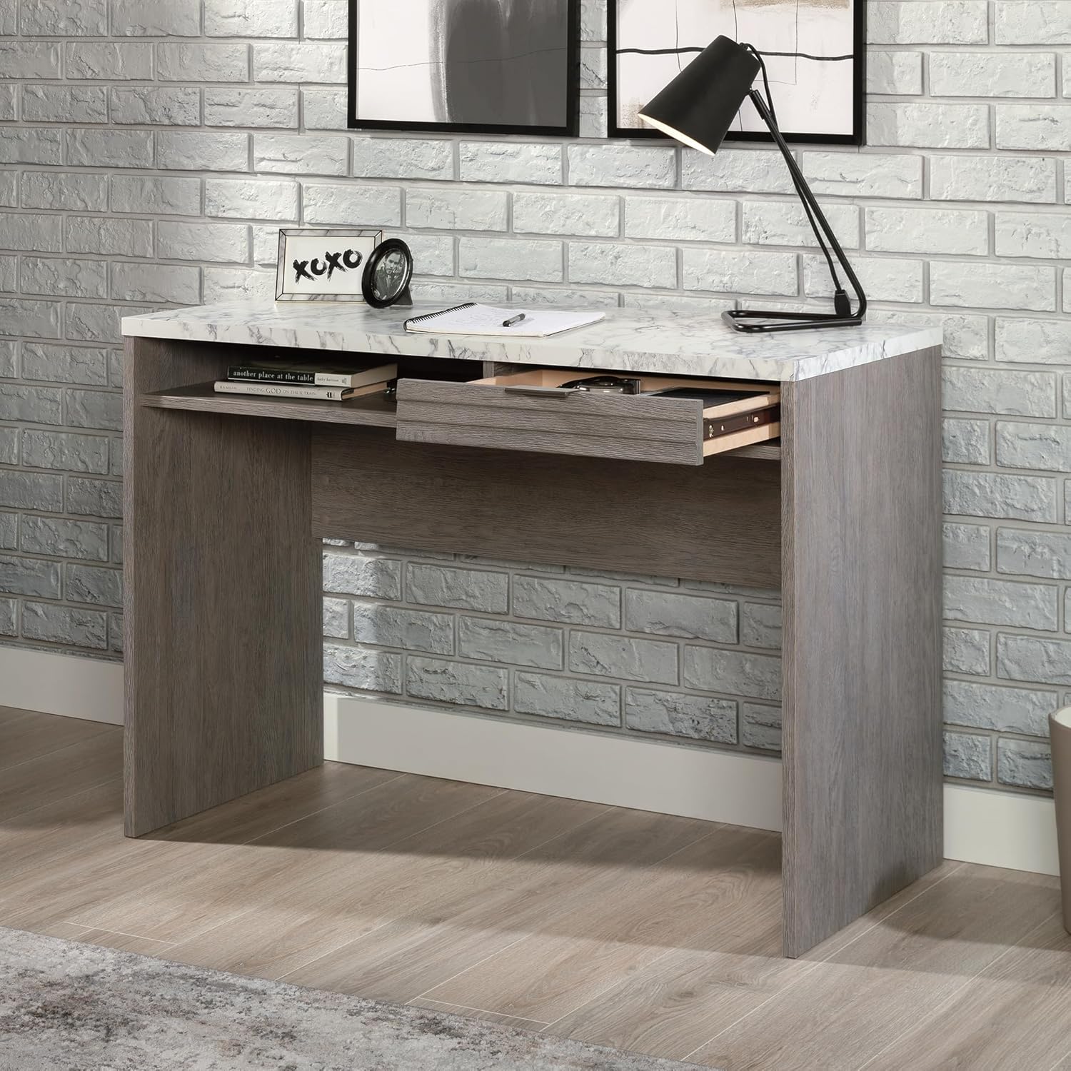 Sauder East Rock Writing Desk with drawer open