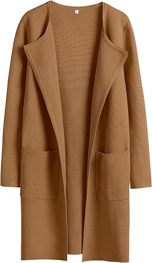 ANRABESS Womens Cardigan Sweater Open Front Knit Long Coatigan Dressy Casual Jacket Coat 2025 Fall Outfits Classy Clothes