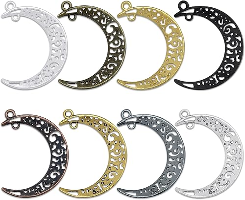 Miniatura 3 de 30 piezas ahuecadas de filigrana media luna colgante aleación conector bricolaje manualidades joyería fabricación accesorios
