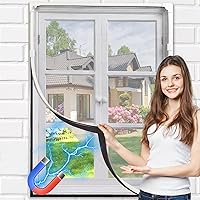 Adjustable DIY Magnetic Window Screen Up to 59x39 Inches - Fiberglass Mesh, Bug Blocker for Windows & Doors