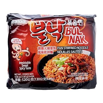 Paldo, Spicy Fire Octopus Noodle (4 count, 4.58 oz each), 18.34 oz