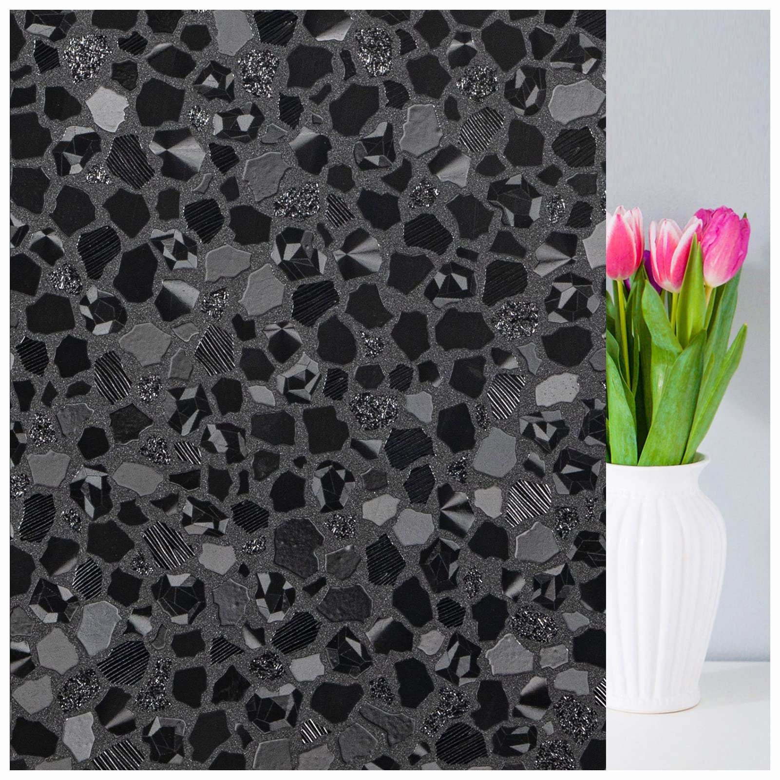 DKTIE Blackout Window Film, 3D Window Privacy Film with Gravel Texture