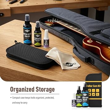 Guitar Cleaning & Repair Kit | Guitar Oil, Gloss Polish, Fret Polish, Guitar Luthier Tools with Bag, Maintenance & Setup Kit for Ukulele Bass