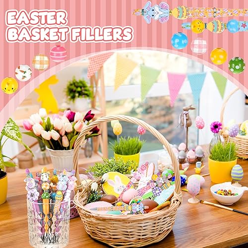 Vista 48 de Geyee Juego de 12 Bolígrafos de Plástico con Cuentas Surtidos, Bolígrafos con Cuentas de Cristal y Madera, Espaciadores Redondos, Tinta Negra