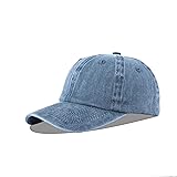 LANGZHEN Unisex Baseball Cap 100% Cotton Fits Men Women Washed Denim Adjustable Dad Hat Large Washed-denim Blue
