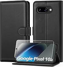 ivencase Compatible with Google Pixel 10a Case with 1 Screen Protector, [RFID Blocking] PU Leather Flip Wallet Case with Card Slots Stand Magnetic Phone Case for Google 10a - Black