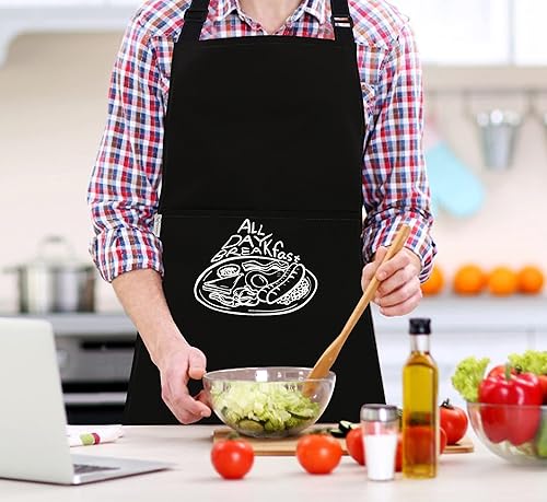 Miniatura 6 de RUVANTI Cotton Enrich - Delantal de cocina divertido, paquete de 1 unidad, resistente a las gotas de agua, 2 bolsillos, delantales de taller para