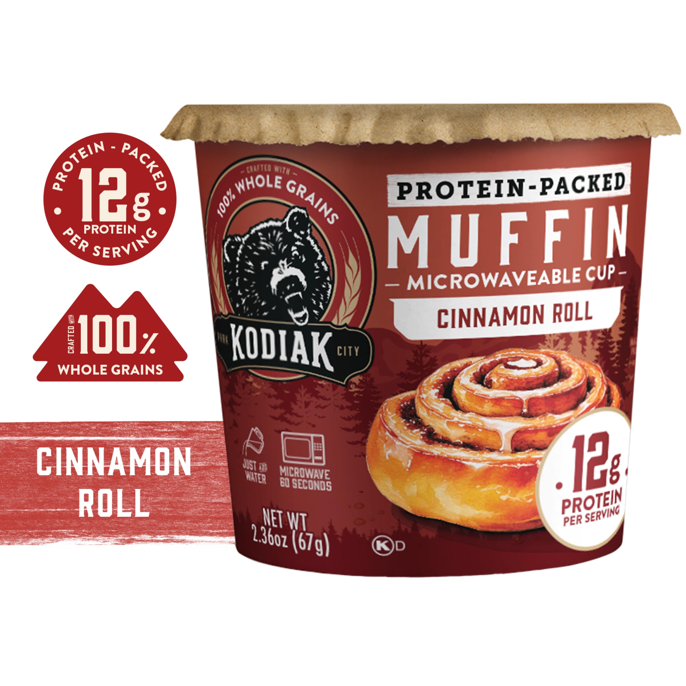 Power Cups Lot de 12 muffins à la cannelle – Muffins 100 % grains entiers et riches en protéines – Mélange pour muffins petit déjeuner à la cannelle, 65 g