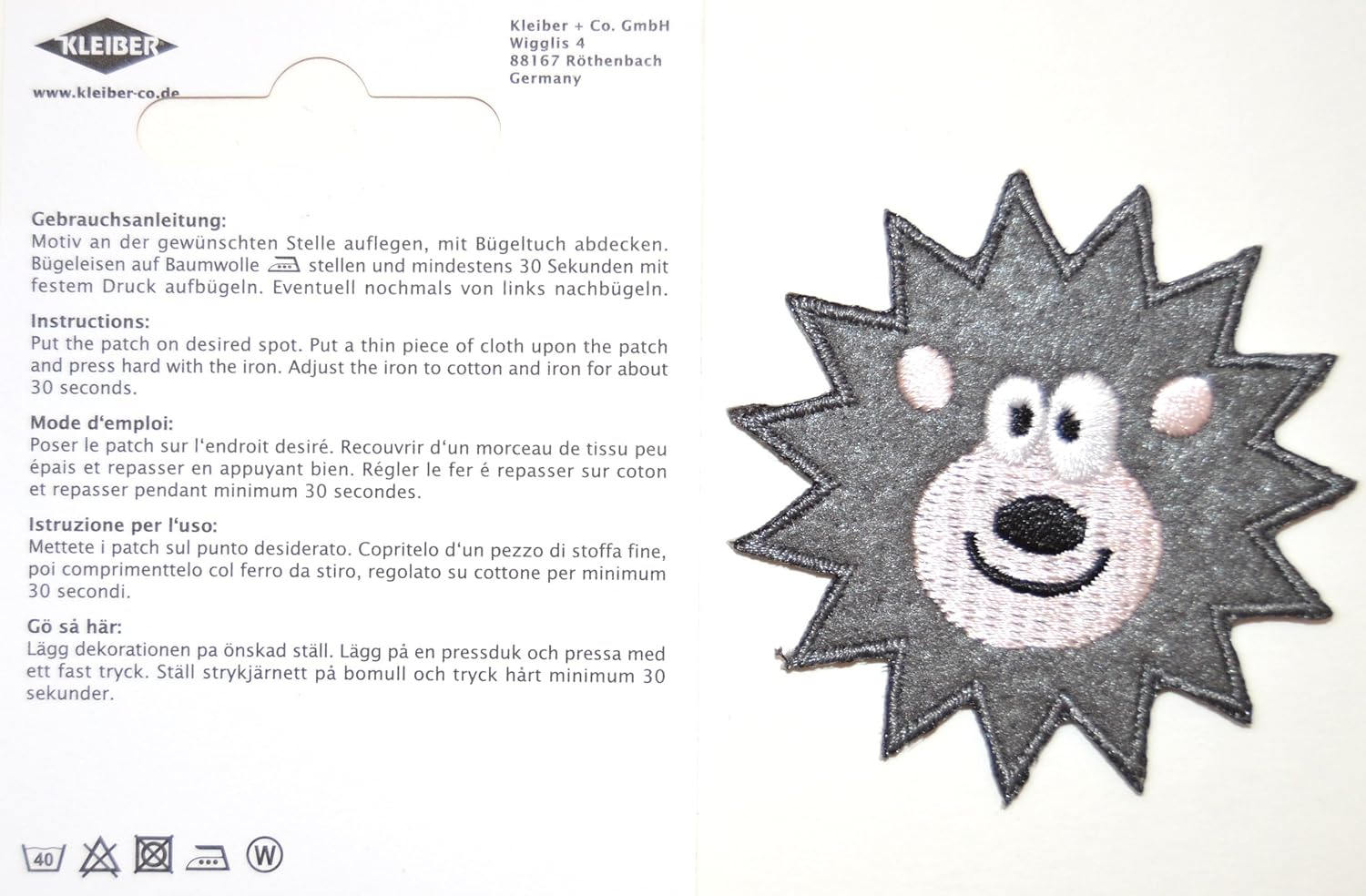Kleiber Small Iron On Patch-Animal-4.5cm Diameter, 4.5 cm