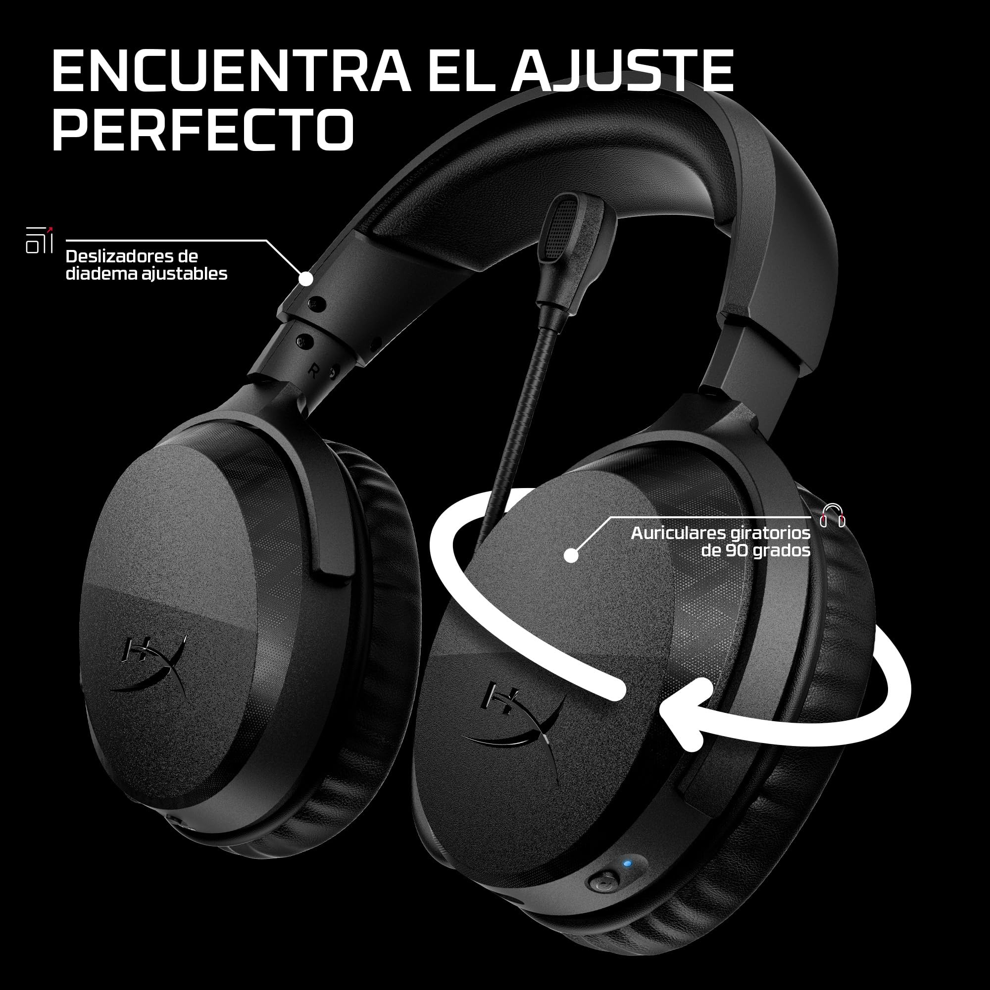 HyperX CloudX Stinger 3 Auriculares Gaming Inalámbricos para PS5 | Bluetooth 5.2 y 2,4 GHz, hasta 80 Horas de Batería, Controladores de 50 mm, Micrófono, Blanco