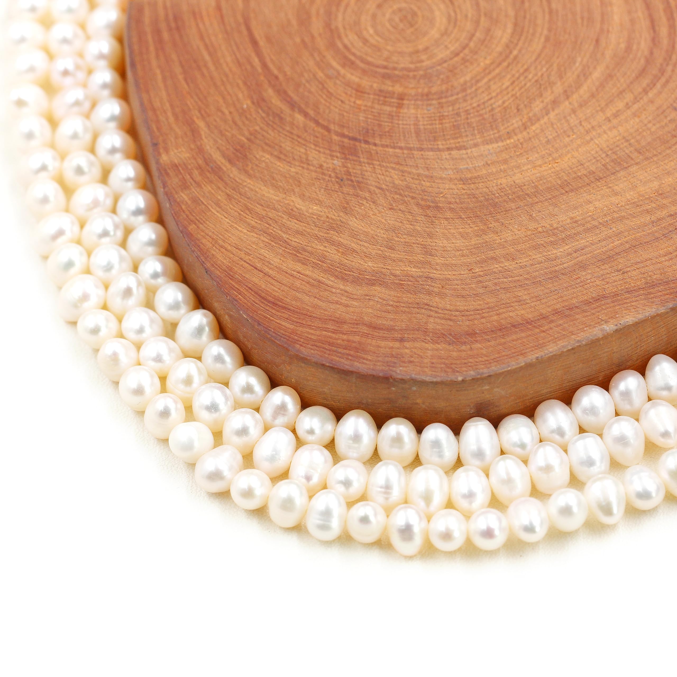 Uloveido 180pcs Freshwater Pearl Strand Beads DIY for Bracelet Necklace Jewelry Making with 10M Elastic Cord (Pearl, 6mm) - Image 4