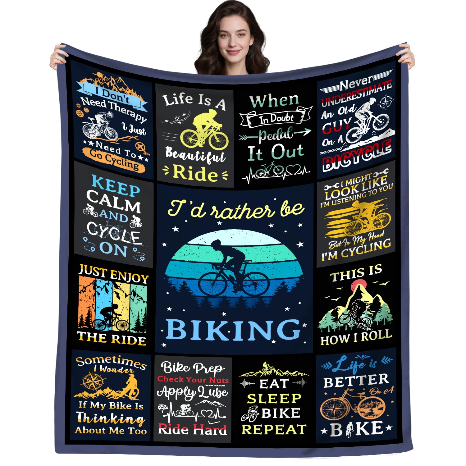 DUNTNKS Bicycle Cycling Blanket Bicycle Enthusiast Gifts for Men Boys Girls Women Plush Flannel Mountain Biking Throw Blankets for Bed Couch Sofa 50"X40"INCH