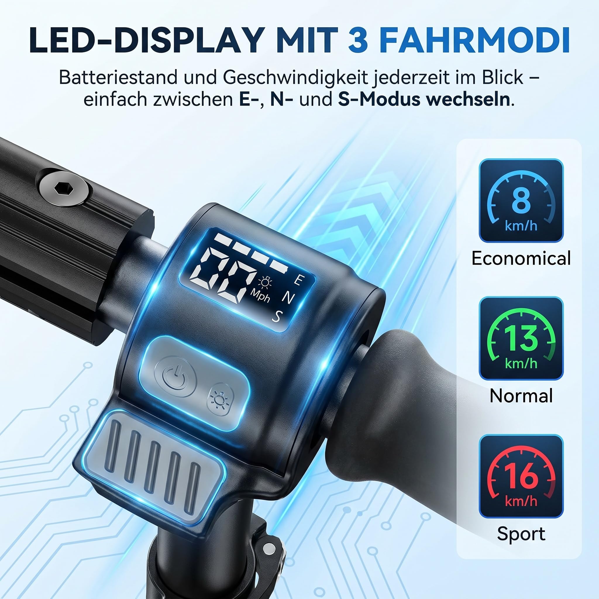 Caroma Elektroroller für Kinder von 6-12 Jahren, 150W Motor bis 16 km/h E Scooter, Faltbarer E Roller mit Bunte Leuchten & LED-Display，80 Min. Fahrzeit, Einstellbare Geschwindigkeit & Höhe
