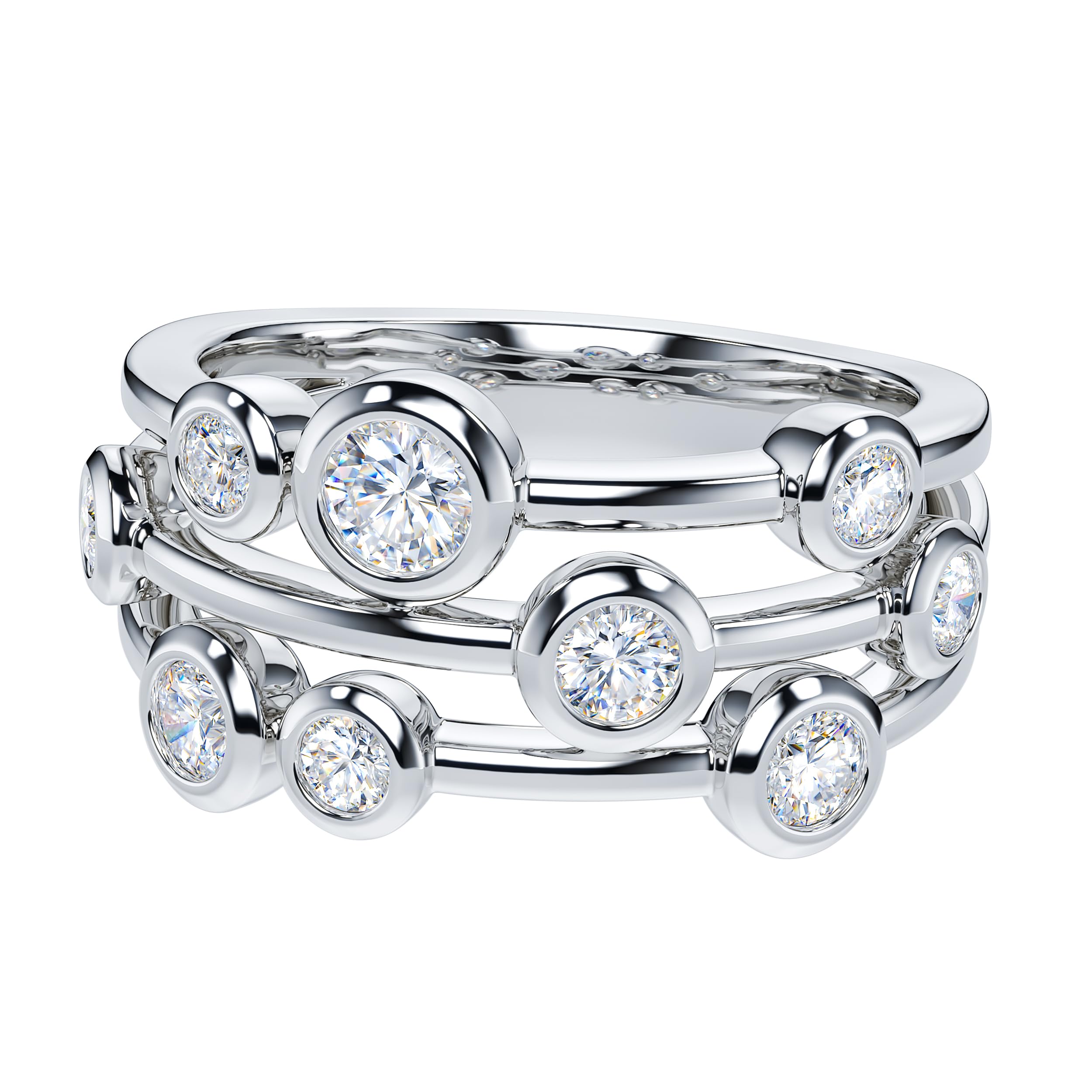 Anello nuziale in vero moissanite o finto diamante, in argento Sterling, 9 mm di larghezza, con lunetta