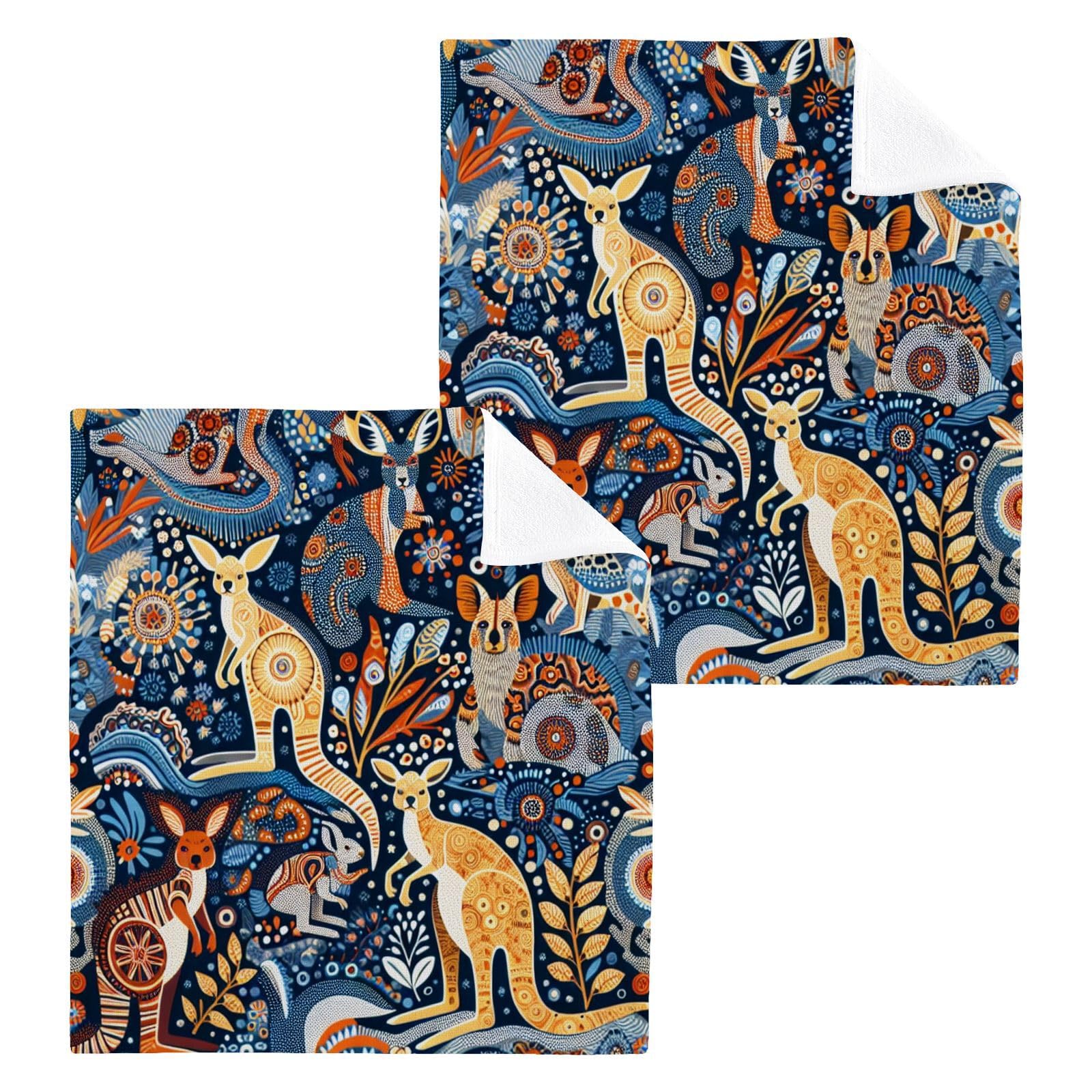 PaChyLuu 2 Pack Retro Cotton Washcloths Highly Absorbent Face Cloth Reusable Body Towels, Gentle for Sensitive Skin, 12 x 12 Inch