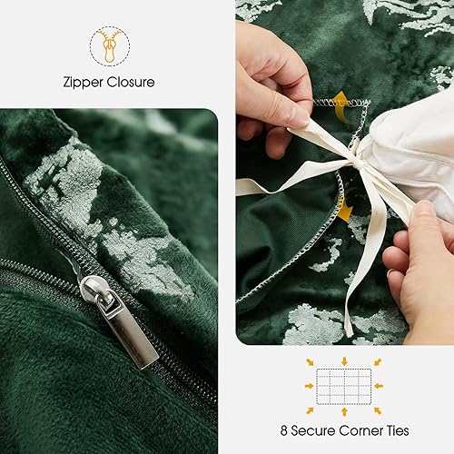 Miniatura 6 de Grassix Funda de edredón King  Juego de funda de edredón de terciopelo de mármol de lujo 3D, funda de edredón de franela ultrasuave con cierre de