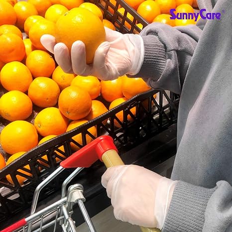 SunnyCare 100/box 7802 Vinyl Disposable Gloves Powder Free (Latex Nitrile Free) - Medium