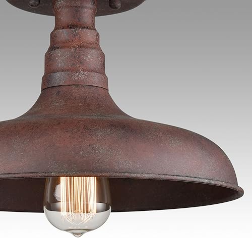 Miniatura 6 de DANSEER Iluminación Vintage Retro Rustic Metal Granero Semi Flush Mount Lámpara de techo con acabado óxido