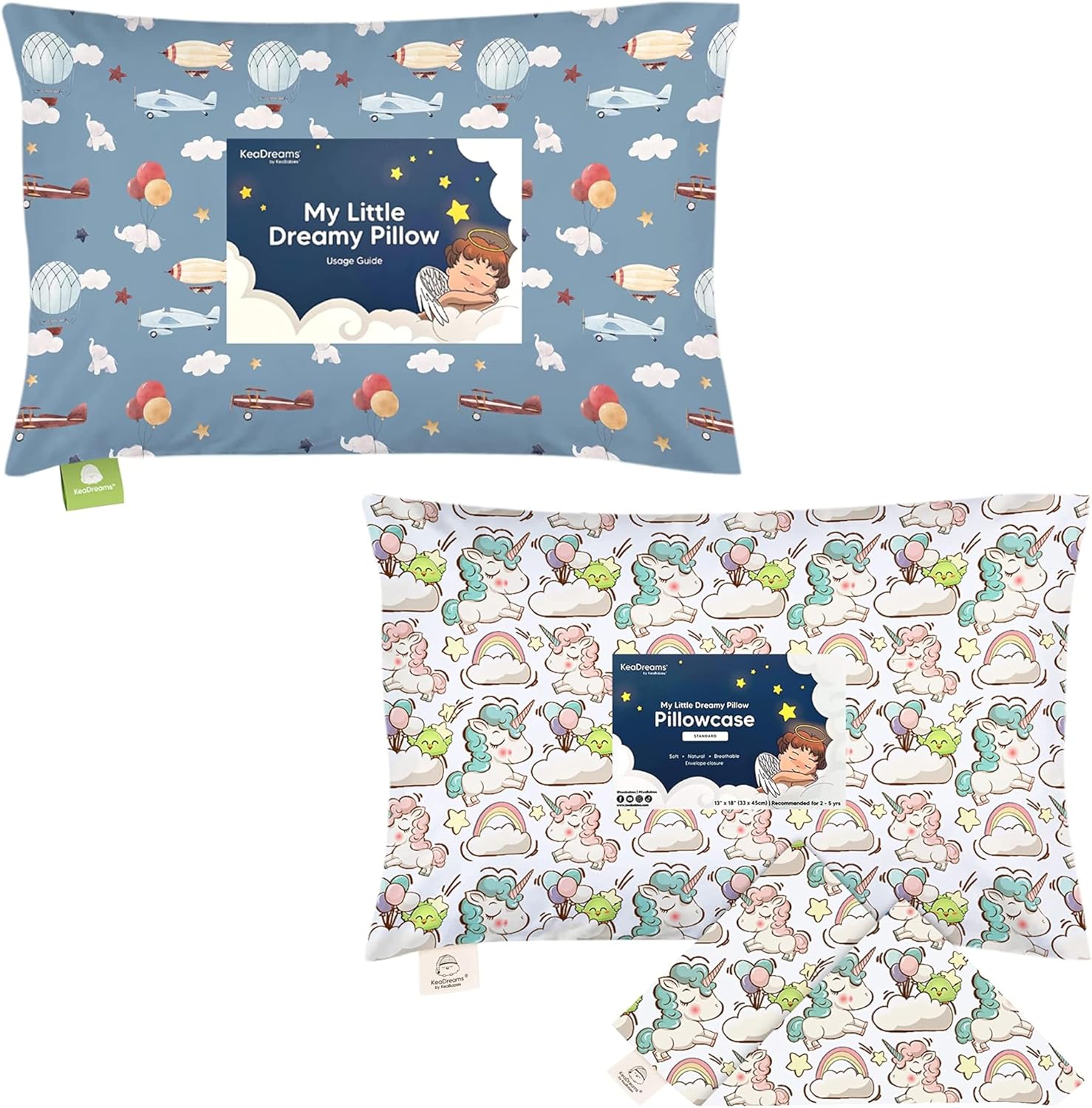 KeaBabies Toddler Pillow with Pillowcase Toddler Pillowcase for 13X18 Pillow - 13x18 My Little Dreamy Pillow - Organic Toddler Pillow Case for Boy, Kids